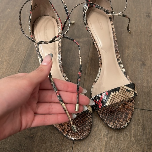 Snake skin open toe mini heel - Picture 5 of 6